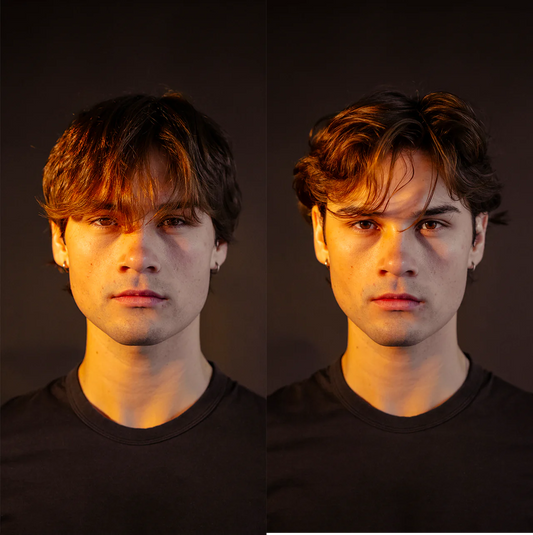 Resultados antes y después del Polvo Texturizante BASED – volumen y textura instantáneos para cabello liso y sin volumen